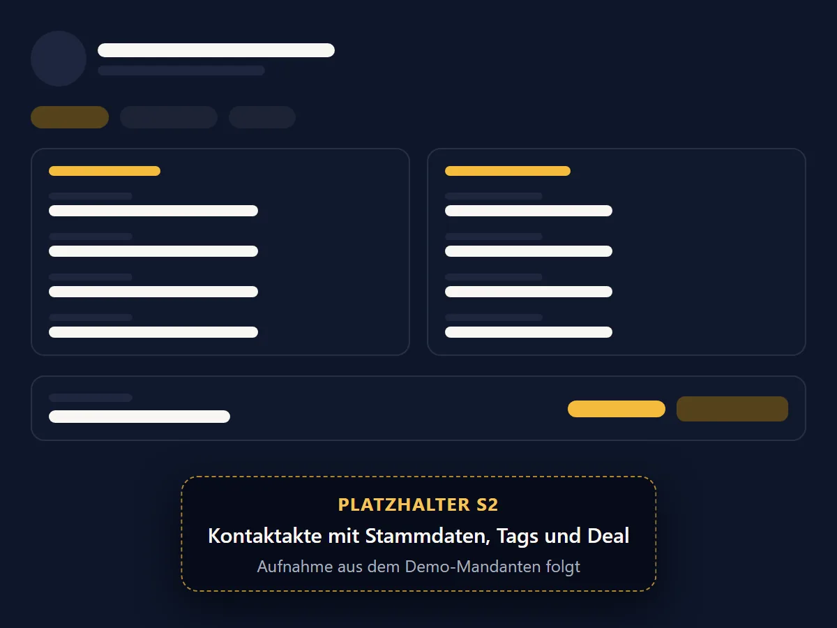 Kontaktakte mit Stammdaten, Tags und Deal