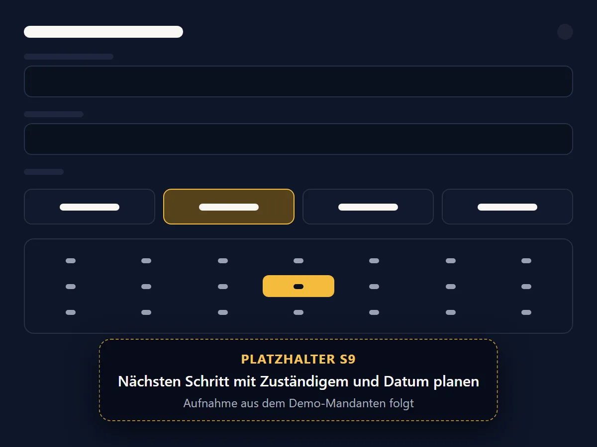 Nächsten Schritt mit Zuständigem und Datum planen