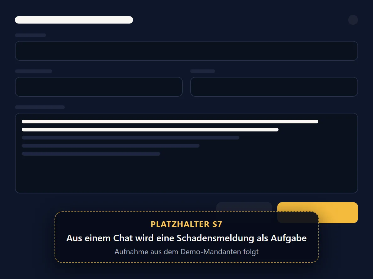 Aus einem Chat wird eine Schadensmeldung als Aufgabe